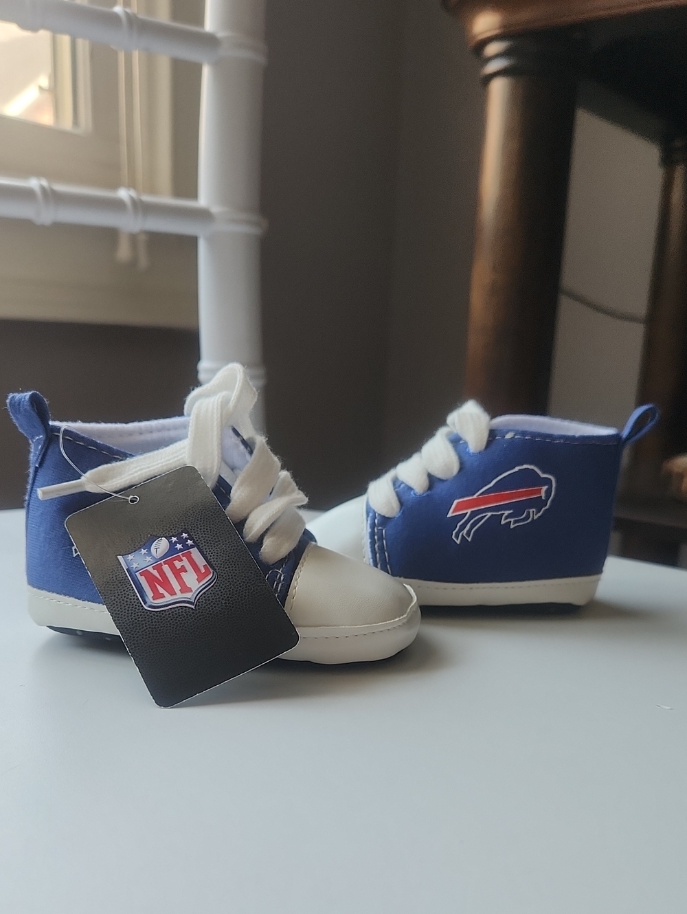 NFL Buffalo Bills Baby High-Top Sneakers Plus BILLS Tshirt Bundle